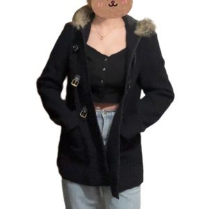 H&M faux fur trench coat